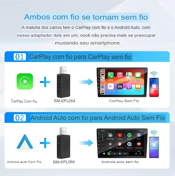 Adaptador Carplay e Android Auto Smart Pro