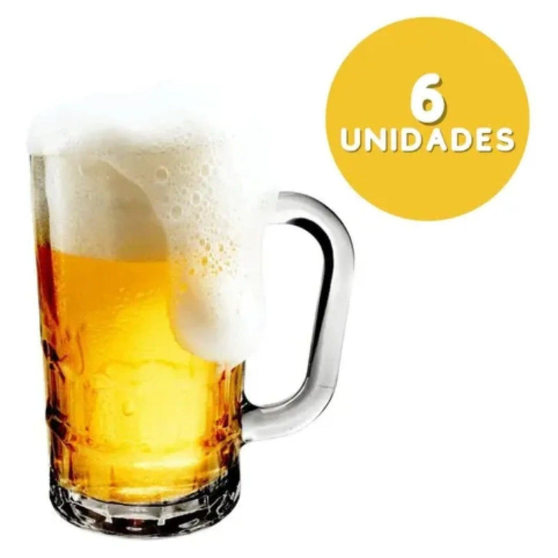 Kit 6 Canecas de Chopp com Alça 360ml